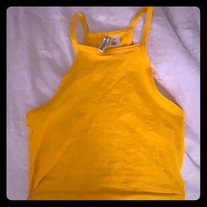 H&M Yellow Spaghetti Strap Crop Top XS